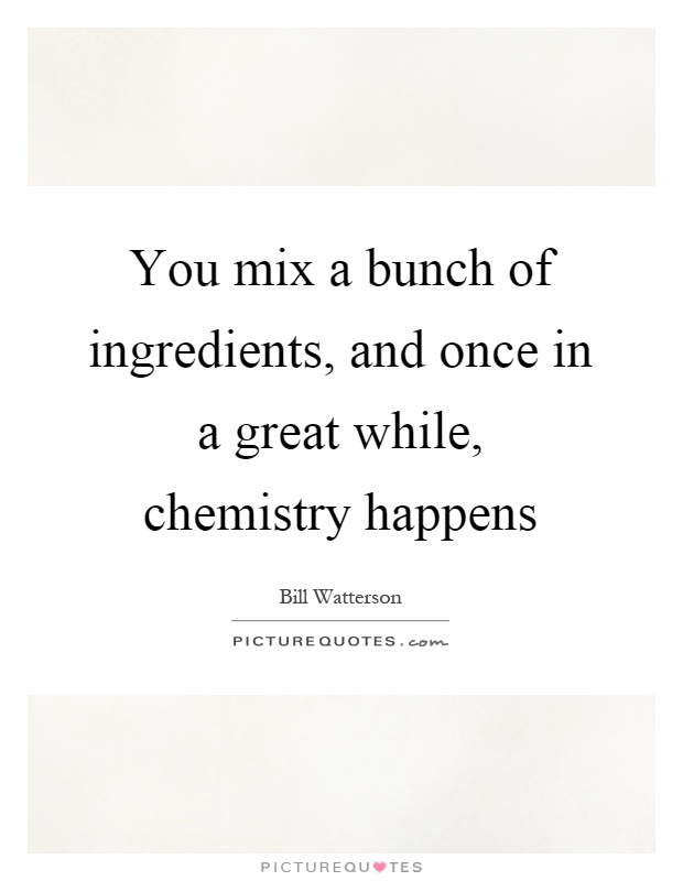 You mix a bunch of ingredients, and once in a great while, chemistry happens Picture Quote #1