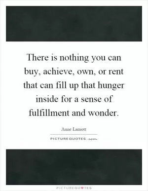 There is nothing you can buy, achieve, own, or rent that can fill up that hunger inside for a sense of fulfillment and wonder Picture Quote #1