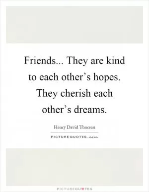 Friends... They are kind to each other’s hopes. They cherish each other’s dreams Picture Quote #1