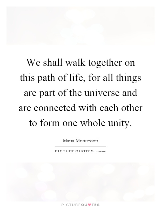 We shall walk together on this path of life, for all things are part of the universe and are connected with each other to form one whole unity Picture Quote #1