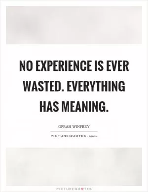 No experience is ever wasted. Everything has meaning Picture Quote #1