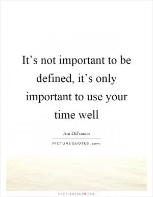 It’s not important to be defined, it’s only important to use your time well Picture Quote #1