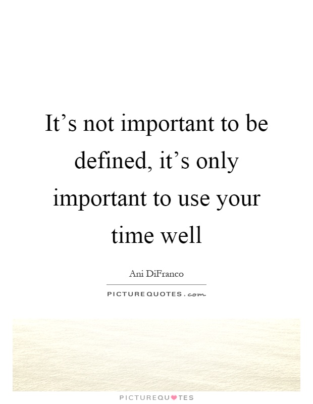 It's not important to be defined, it's only important to use your time well Picture Quote #1