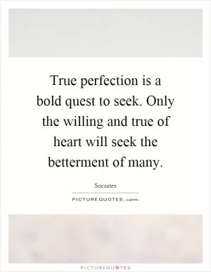 True perfection is a bold quest to seek. Only the willing and true of heart will seek the betterment of many Picture Quote #1