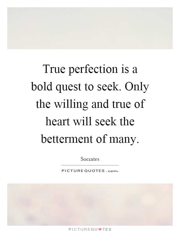 True perfection is a bold quest to seek. Only the willing and true of heart will seek the betterment of many Picture Quote #1