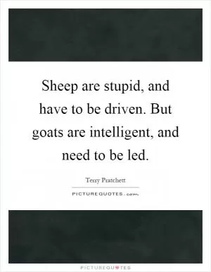 Sheep are stupid, and have to be driven. But goats are intelligent, and need to be led Picture Quote #1