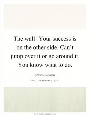 The wall! Your success is on the other side. Can’t jump over it or go around it. You know what to do Picture Quote #1