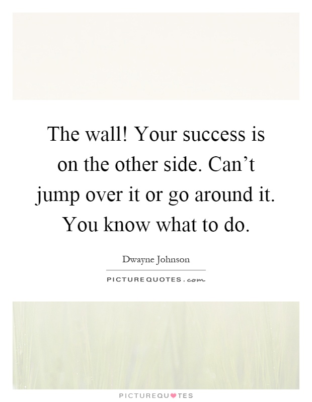 The wall! Your success is on the other side. Can't jump over it or go around it. You know what to do Picture Quote #1