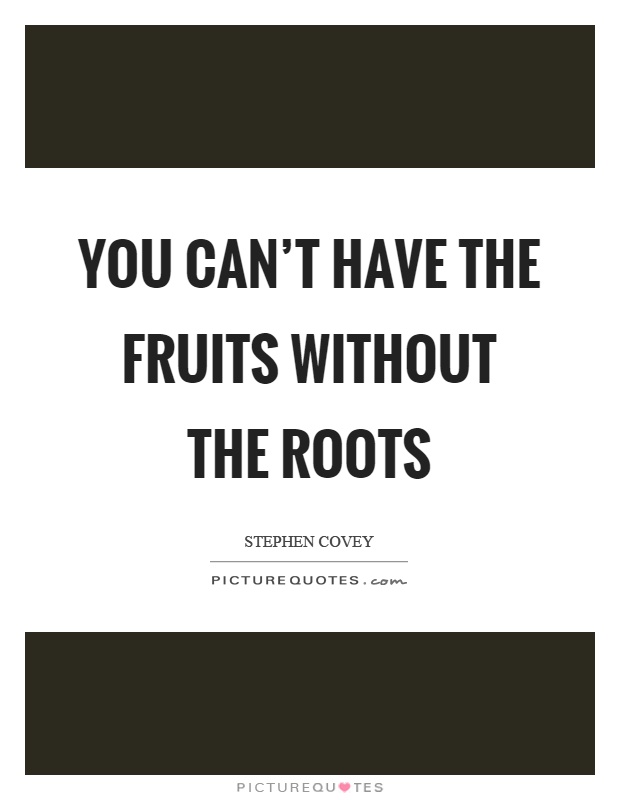 You can't have the fruits without the roots Picture Quote #1