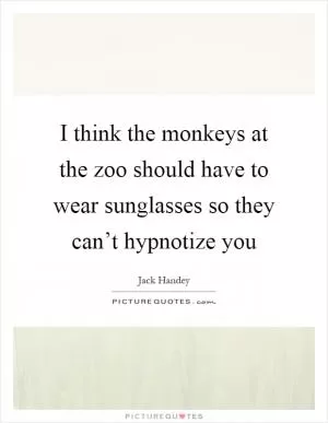I think the monkeys at the zoo should have to wear sunglasses so they can’t hypnotize you Picture Quote #1