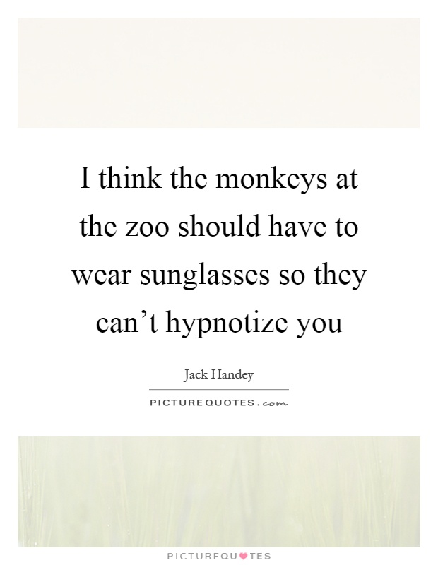 I think the monkeys at the zoo should have to wear sunglasses so they can't hypnotize you Picture Quote #1
