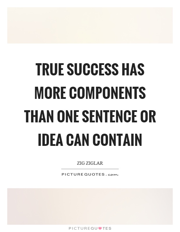 True success has more components than one sentence or idea can contain Picture Quote #1