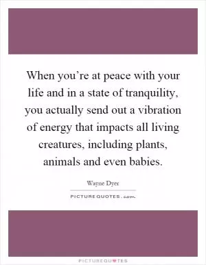 When you’re at peace with your life and in a state of tranquility, you actually send out a vibration of energy that impacts all living creatures, including plants, animals and even babies Picture Quote #1