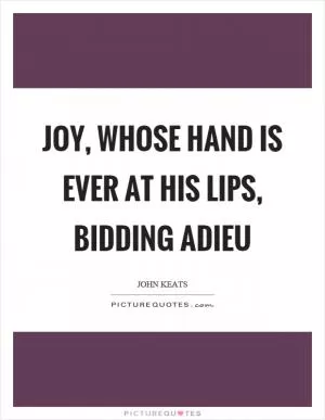 Joy, whose hand is ever at his lips, bidding adieu Picture Quote #1