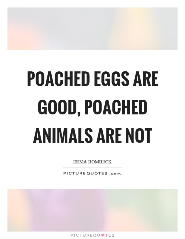 Poached eggs are good, poached animals are not Picture Quote #1