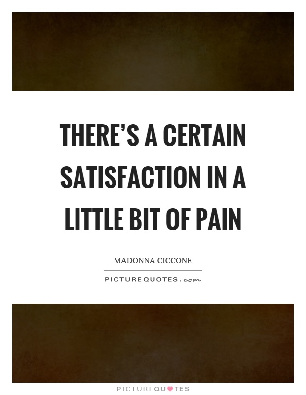 There's a certain satisfaction in a little bit of pain Picture Quote #1