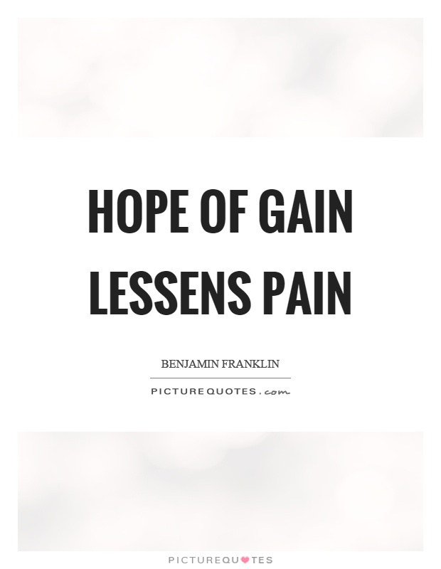 Hope of gain lessens pain Picture Quote #1