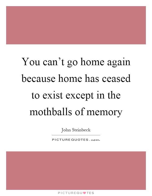 You can't go home again because home has ceased to exist except in the mothballs of memory Picture Quote #1