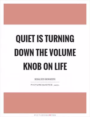 Quiet is turning down the volume knob on life Picture Quote #1