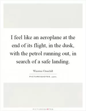 I feel like an aeroplane at the end of its flight, in the dusk, with the petrol running out, in search of a safe landing Picture Quote #1