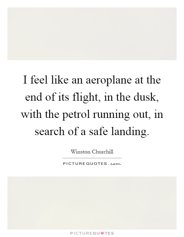 I feel like an aeroplane at the end of its flight, in the dusk, with the petrol running out, in search of a safe landing Picture Quote #1