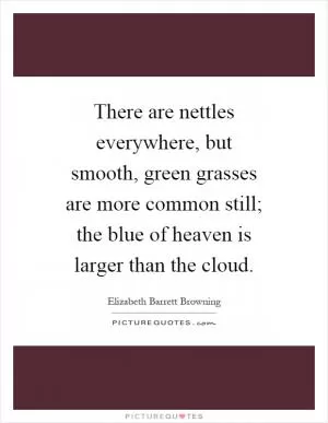 There are nettles everywhere, but smooth, green grasses are more common still; the blue of heaven is larger than the cloud Picture Quote #1