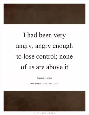 I had been very angry, angry enough to lose control; none of us are above it Picture Quote #1