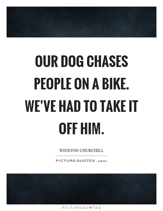Our dog chases people on a bike. We've had to take it off him Picture Quote #1