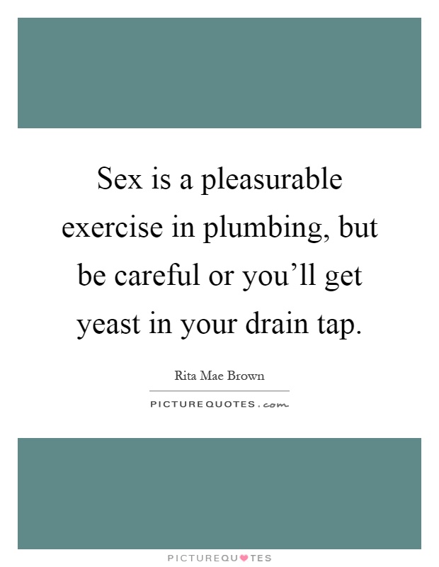 Sex is a pleasurable exercise in plumbing, but be careful or you'll get yeast in your drain tap Picture Quote #1