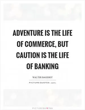 Adventure is the life of commerce, but caution is the life of banking Picture Quote #1