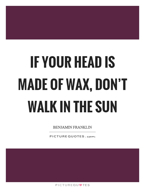 If your head is made of wax, don't walk in the sun Picture Quote #1