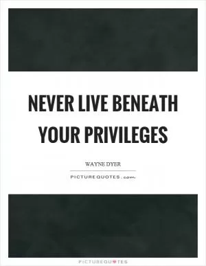 Never live beneath your privileges Picture Quote #1