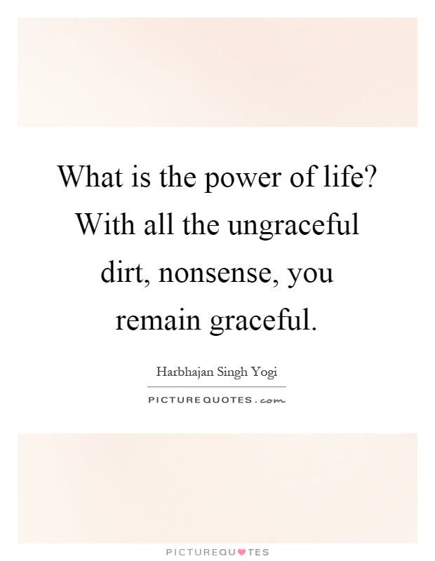 What is the power of life? With all the ungraceful dirt, nonsense, you remain graceful Picture Quote #1