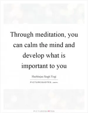 Through meditation, you can calm the mind and develop what is important to you Picture Quote #1