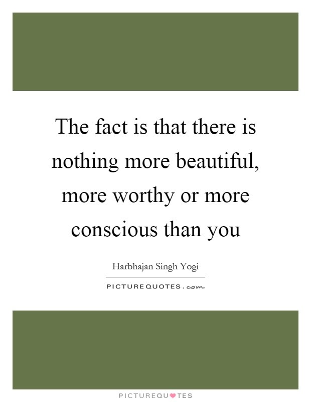The fact is that there is nothing more beautiful, more worthy or more conscious than you Picture Quote #1
