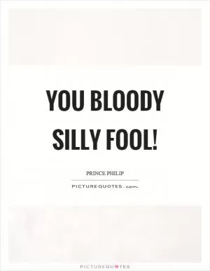 You bloody silly fool! Picture Quote #1
