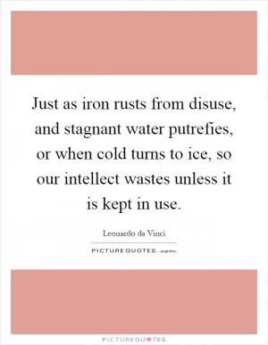 Just as iron rusts from disuse, and stagnant water putrefies, or when cold turns to ice, so our intellect wastes unless it is kept in use Picture Quote #1