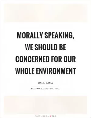 Morally speaking, we should be concerned for our whole environment Picture Quote #1