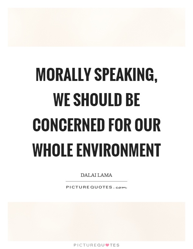 Morally speaking, we should be concerned for our whole environment Picture Quote #1