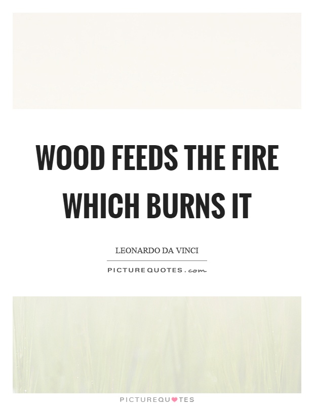 Wood feeds the fire which burns it Picture Quote #1