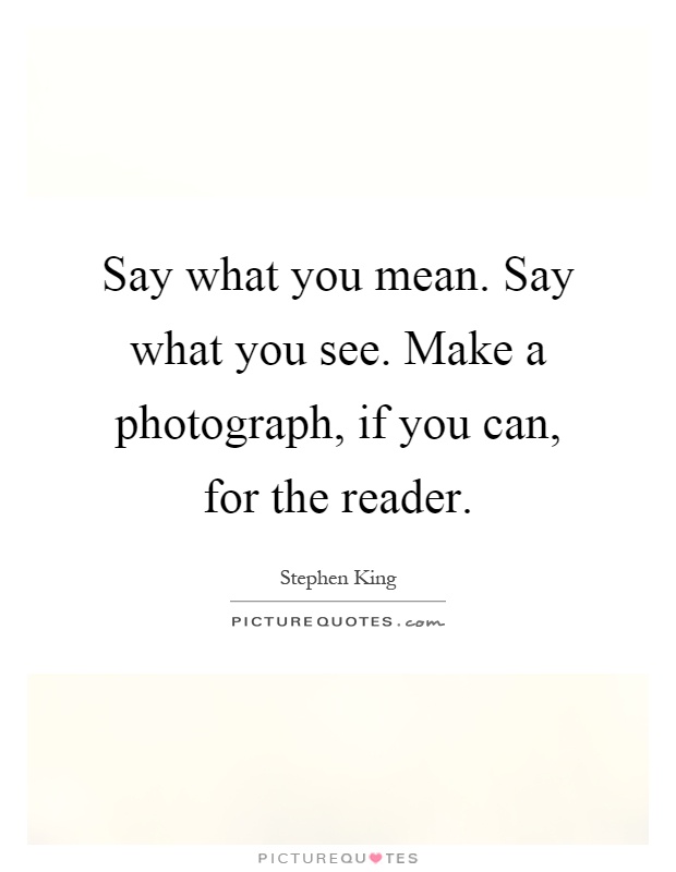 Say what you mean. Say what you see. Make a photograph, if you can, for the reader Picture Quote #1