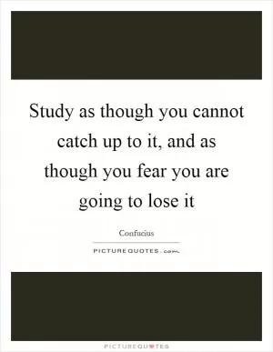 Study as though you cannot catch up to it, and as though you fear you are going to lose it Picture Quote #1