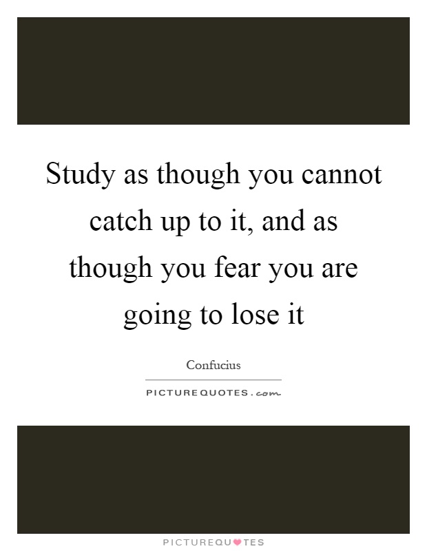 Study as though you cannot catch up to it, and as though you fear you are going to lose it Picture Quote #1