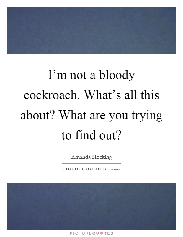 I'm not a bloody cockroach. What's all this about? What are you trying to find out? Picture Quote #1