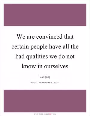 We are convinced that certain people have all the bad qualities we do not know in ourselves Picture Quote #1