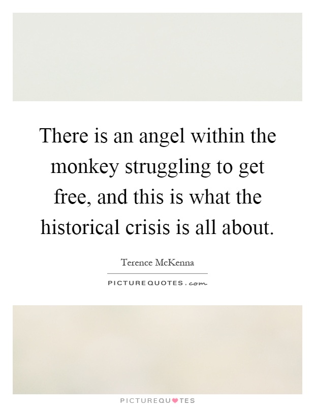 There is an angel within the monkey struggling to get free, and this is what the historical crisis is all about Picture Quote #1
