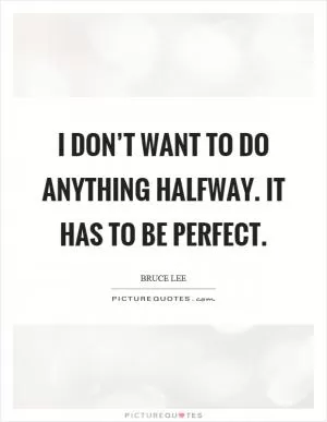 I don’t want to do anything halfway. It has to be perfect Picture Quote #1