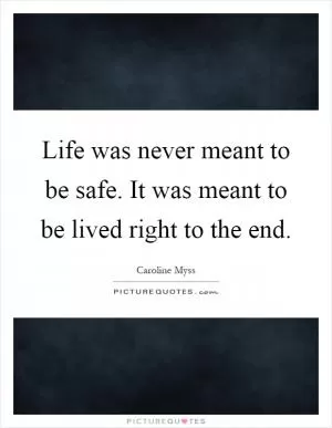 Life was never meant to be safe. It was meant to be lived right to the end Picture Quote #1