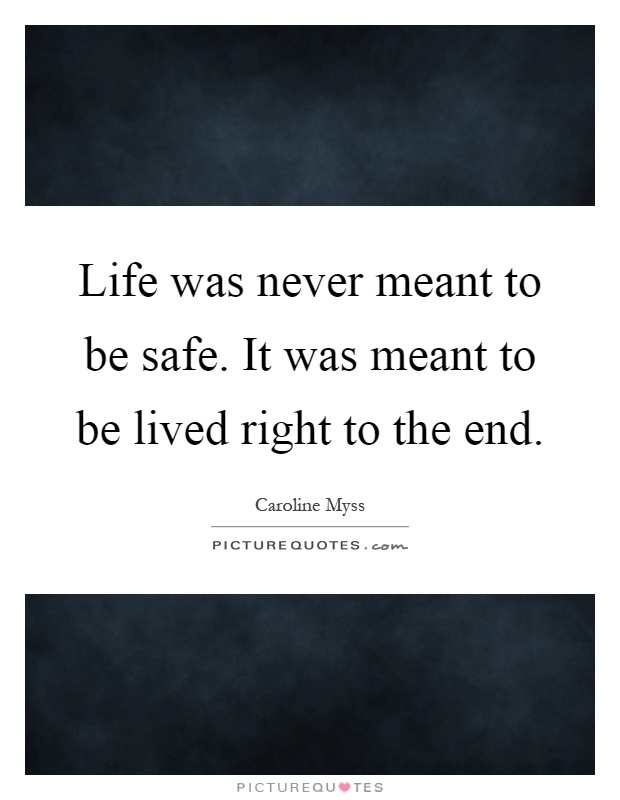 Life was never meant to be safe. It was meant to be lived right to the end Picture Quote #1
