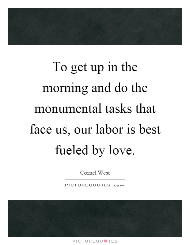To get up in the morning and do the monumental tasks that face us, our labor is best fueled by love Picture Quote #1